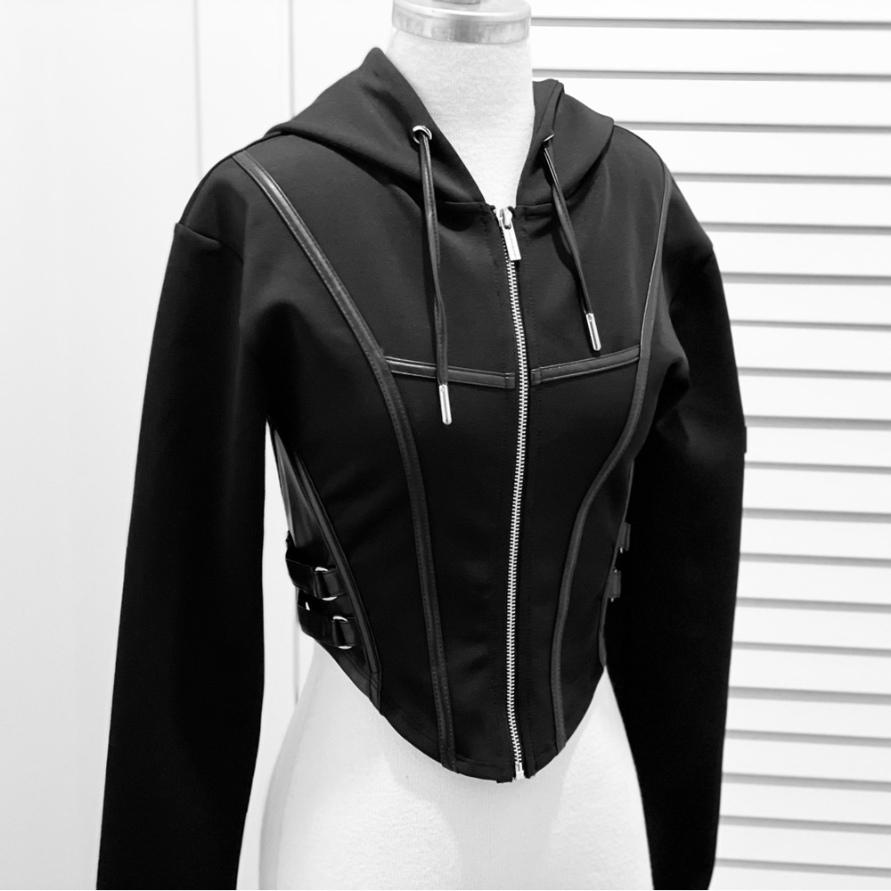NWT Maniere de Voir black corset hoodie